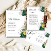 Bloemige saliegroene en witte moderne save the dat date