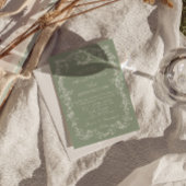 Bloemige Saliegroene Monogram Boho All-in-één Trou Kaart