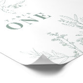 Bloemige saliegroene tafelnummerposter poster (Hoek)