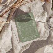 Bloemige Saliegroene Tuin Monogram QR Code Trouwda Kaart