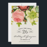Bloemige 'Save the Date'-aankondiging II Save The Date<br><div class="desc">Rustieke 'save the date'-aankondiging met vintage pioenrozen,  rozen en andere bloemen. Perfect voor bruiloften met een vintage-,  boheemse of shabby chic-thema. Overeenkomstige items zijn beschikbaar in mijn winkel.</div>