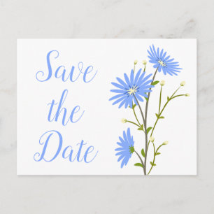 Bloemige Save The Date Blauwe Madeliefjes Bloem Br Briefkaart