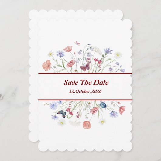 Bloemige "Save The Date" Kaart (Voorkant / Achterkant)