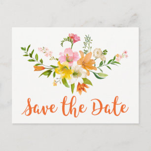Bloemige Save the Date Lelie Bloem Oranje Huwelijk Briefkaart