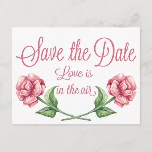 Bloemige Save The Date Roze Roos Bloem Bruiloft Briefkaart