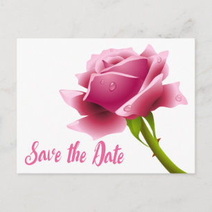 Bloemige Save The Date Roze Roos Bloem Bruiloft Briefkaart