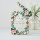 Bloemige Save the Date Uitnodiging Briefkaart (Staand voorkant)