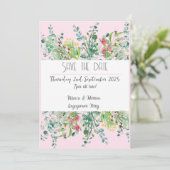 bloemige save-the-date uitnodiging voor verlovinge (Staand voorkant)