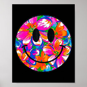 Bloemige schattige glimlach gezicht zomer trendy o poster