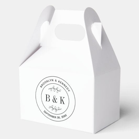 Bloemige schattige monogram trouwkoppel naam bedankdoosjes (Voorkant)