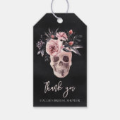 Bloemige Schedel Halloween Bruiloft Feest Favor Cadeaulabel (Voorkant)