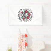 Bloemige Schedel 'Morre niet met mama' Spandoek (Insitu)