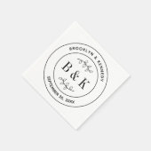 Bloemige schikking monogram trouwkoppel naam servet (Hoek)