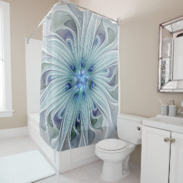 Bloemige schoonheid Abstract modern blauwe pastelb Douchegordijn