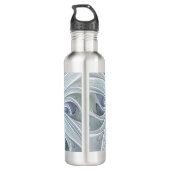 Bloemige schoonheid Abstract modern blauwe pastelb Waterfles (Achterkant)