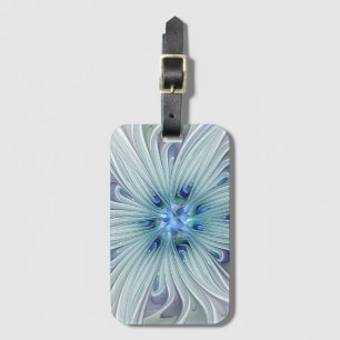 Bloemige schoonheid Abstract moderne blauwe pastel Bagagelabel
