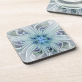 Bloemige schoonheid Abstract moderne blauwe pastel Bier Onderzetter (Linkerzijde)