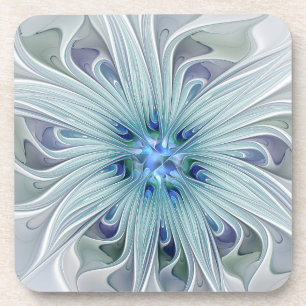 Bloemige schoonheid Abstract moderne blauwe pastel Bier Onderzetter
