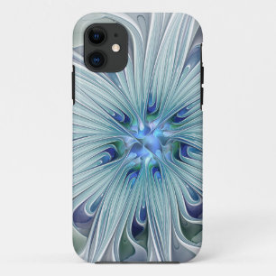 Bloemige schoonheid Abstract moderne blauwe pastel Case-Mate iPhone Case