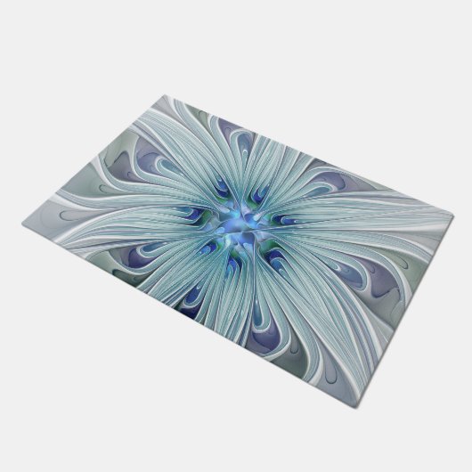 Bloemige schoonheid Abstract moderne blauwe pastel Deurmat (Schuin)