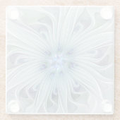 Bloemige schoonheid Abstract moderne blauwe pastel Glazen Onderzetter (Achterkant)