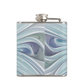 Bloemige schoonheid Abstract moderne blauwe pastel Heupfles (Achterkant)