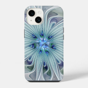 Bloemige schoonheid Abstract moderne blauwe pastel iPhone 14 Hoesje
