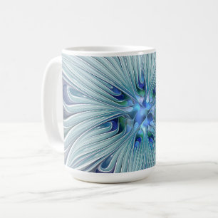 Bloemige Schoonheid Abstract Moderne Blauwe Pastel Koffiemok