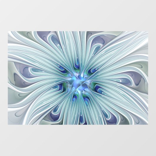 Bloemige schoonheid Abstract moderne blauwe pastel Raamsticker (Vel)