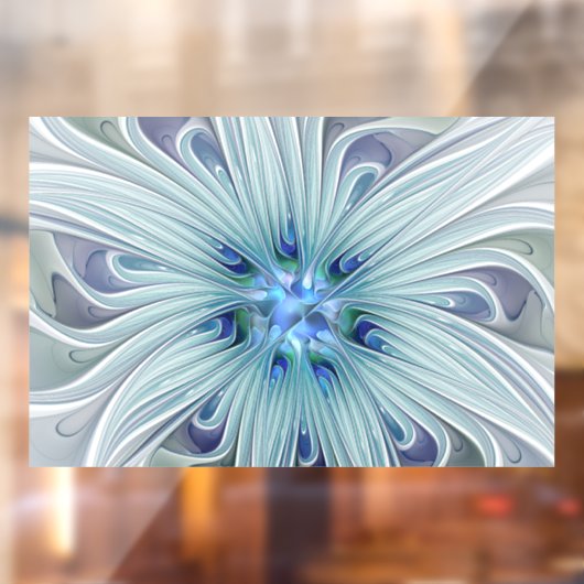 Bloemige schoonheid Abstract moderne blauwe pastel Raamsticker (Vel 2)