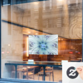 Bloemige schoonheid Abstract moderne blauwe pastel Raamsticker (Cafe Raam)