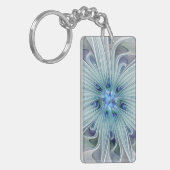 Bloemige schoonheid Abstract moderne blauwe pastel Sleutelhanger (Voorkant Links)