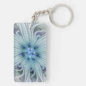 Bloemige schoonheid Abstract moderne blauwe pastel Sleutelhanger (achterkant)