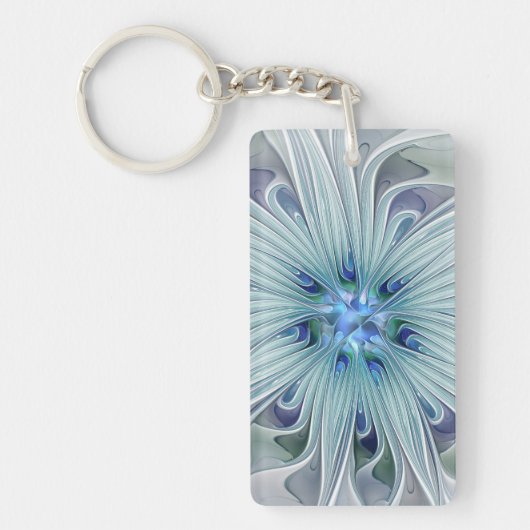 Bloemige schoonheid Abstract moderne blauwe pastel Sleutelhanger (Voorkant)
