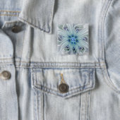 Bloemige schoonheid Abstract moderne blauwe pastel Vierkante Button 5,1 Cm (In situ)