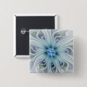 Bloemige schoonheid Abstract moderne blauwe pastel Vierkante Button 5,1 Cm (Voorkant /achterkant)