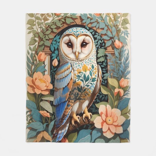 bloemige schuur uil fleece deken (Voorkant)