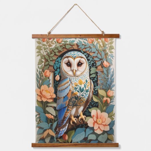  bloemige schuur uil hangend wandkleed (Voorkant)