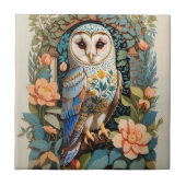  bloemige schuur uil tegeltje (Voorkant)
