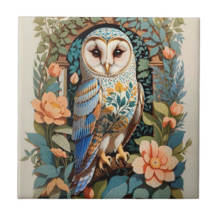  bloemige schuur uil tegeltje
