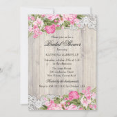 Bloemige Shabby Chic & Kanten Bruiloft Uitnodiging (Voorkant)