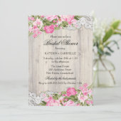 Bloemige Shabby Chic & Kanten Bruiloft Uitnodiging (Staand voorkant)