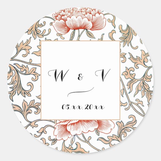 Bloemige sierprinten van Owen Jones  Ronde Sticker (Voorkant)