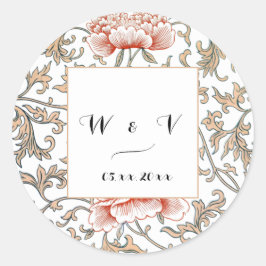 Bloemige sierprinten van Owen Jones  Ronde Sticker