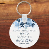Bloemige 'Something Blue Before I Do' Bruidsfeest Sleutelhanger (Voorkant)