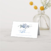 Bloemige "Something Blue" Bruidsontbijt Tafelnumme Plaatskaartje (Voorkant)