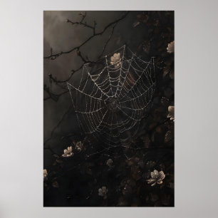 Bloemige Spinnenweb Print, Donkere Academische Got Poster