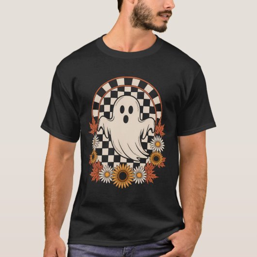 Bloemige Spook Herfst Boho Halloween T-shirt (Voorkant)