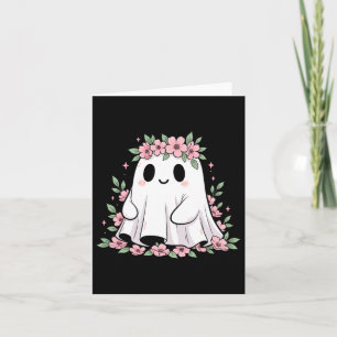 Bloemige spookhemd roze bloemen Schattig griezelig Kaart