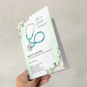 Bloemige stethoscoop dokter RN pensioen FoldedCard Kaart